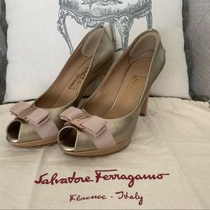 Ferragamo Open Tie Heels 6.5
